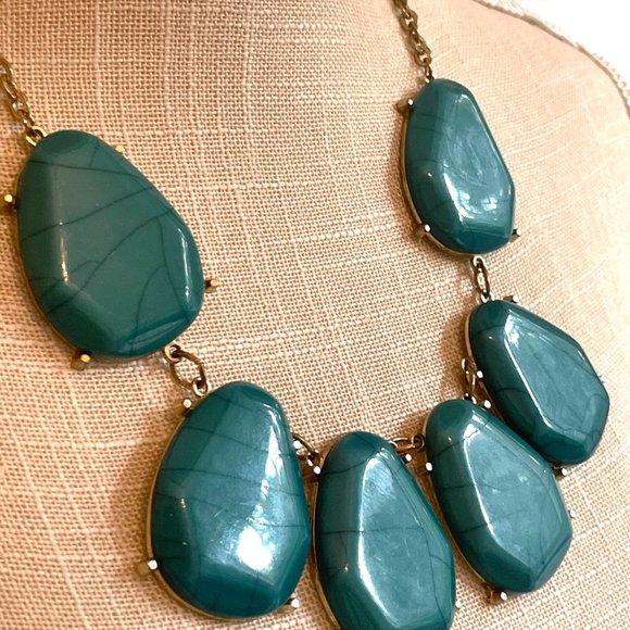 Turquoise Statement Necklace, Bold, Chunky, Summer, Fun, Upcycled, Redesigned - Picture 4 of 7